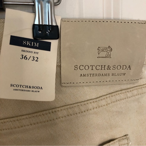 NWT New Scotch & Soda Amsterdam skim Regular 36 Slim Fit Jeans Beige cream $149 - Picture 8 of 16